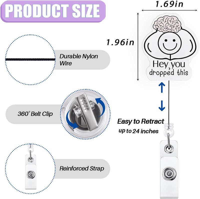 Bydevia Hey You Dropped This Badge Reel Retractable, Funny Neurology Brain Badge Reel, Neuro Nurse Badge Clip, Funny Neurologist Gift, Neuroscience ID Badge Holder with Alligator Clip & 24” Durable Nylon Cord - Image 2